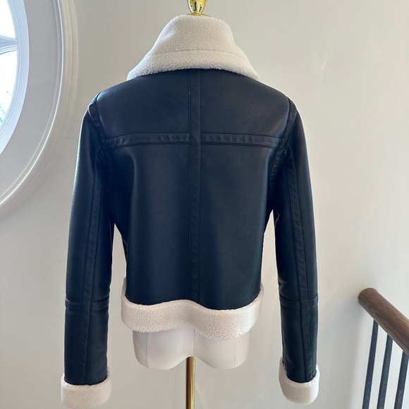 Stand Studio Cropped Black Lorelle Faux Shearling & Leather Jacket/ SMALL/*MINT - Picture 5 of 16